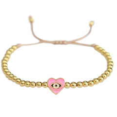Bracelet evil eye pink heart gold