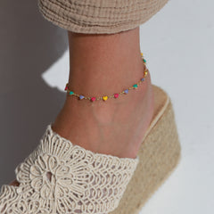 Bracelet de cheville coeurs colorés