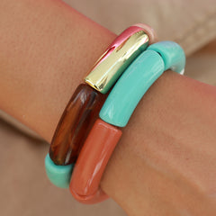 Brazalete pluma marrón azul