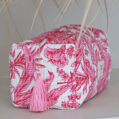Bolso de baño con estampado de bloques Fez Tropical Pink M