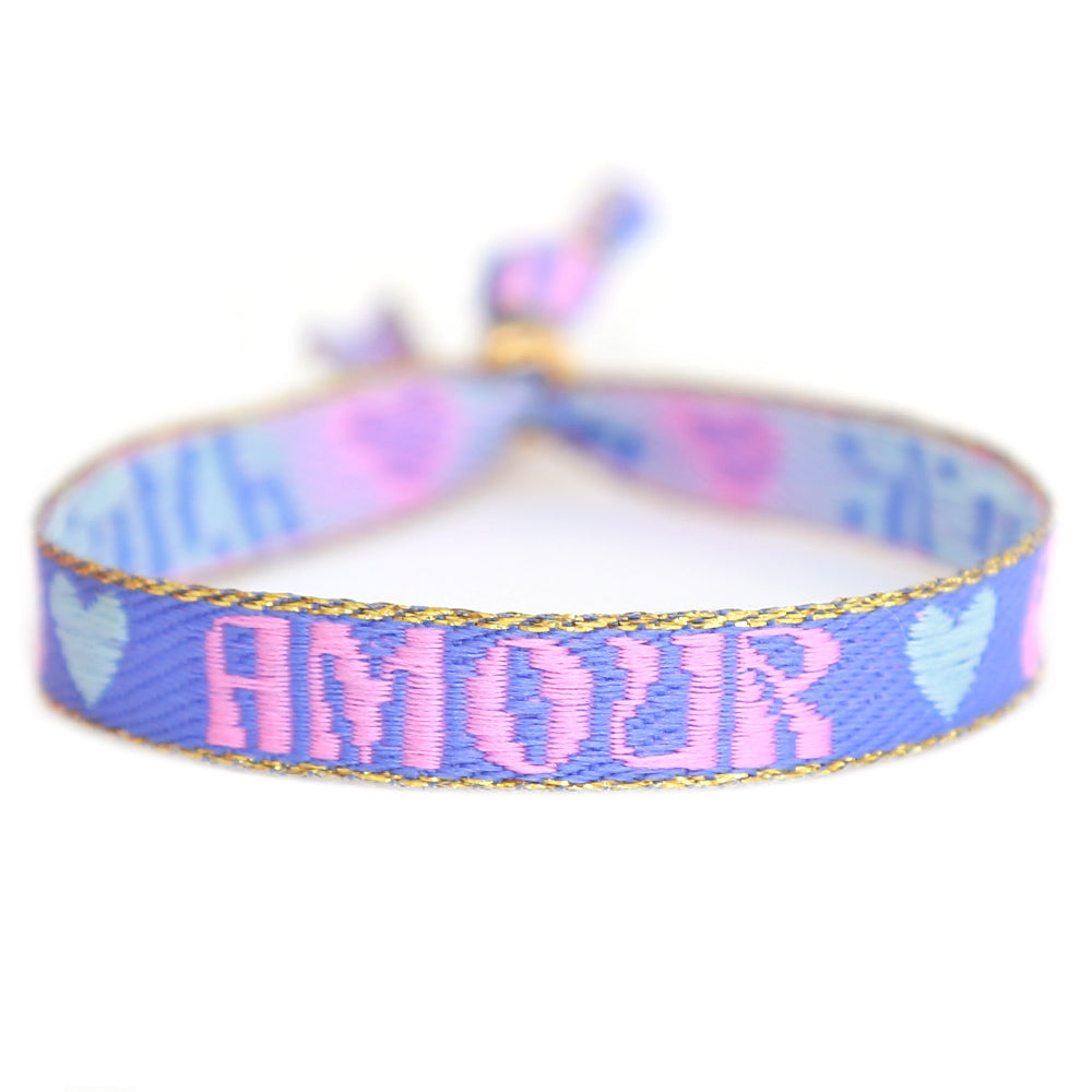 Bracelet tissé amour bleu