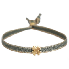 Pulsera tejida trébol oliva