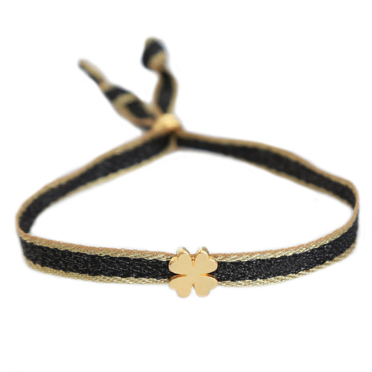 Pulsera tejida trébol negro 1000