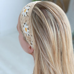 Hairband crochet sunflower 