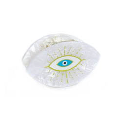 Horquilla de pelo con forma de ojo malvado y perla de pared verde