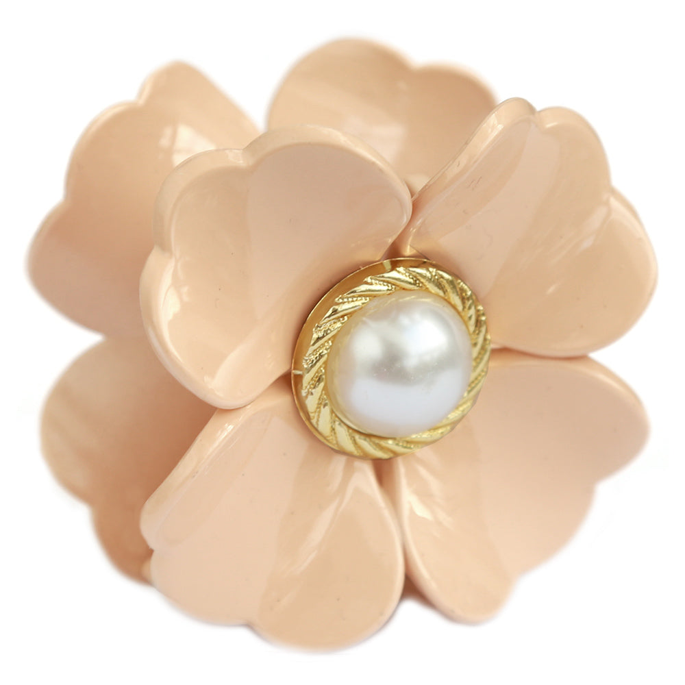 Haarspange Blume Perlbeige