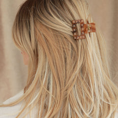 Haarspange klein gerade Strass braun