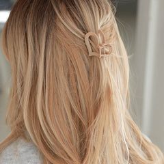 Hair clip set heart brown latte