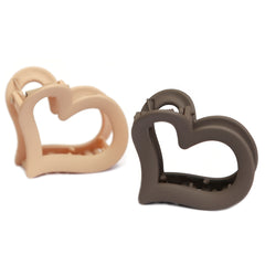 Hair clip set heart brown latte
