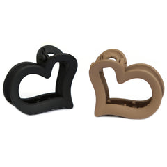 Hair clip set heart black caramel