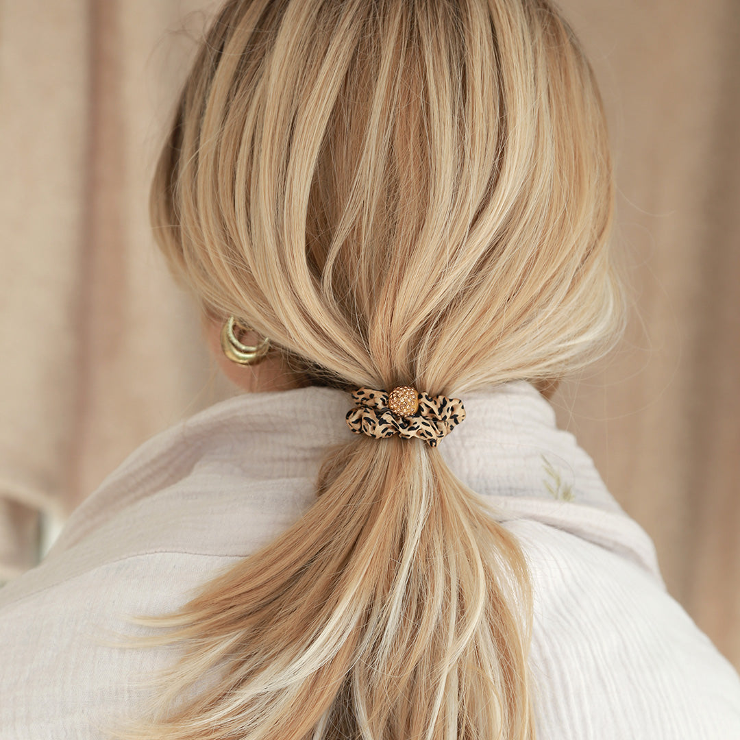 Scrunchie set strass leopard