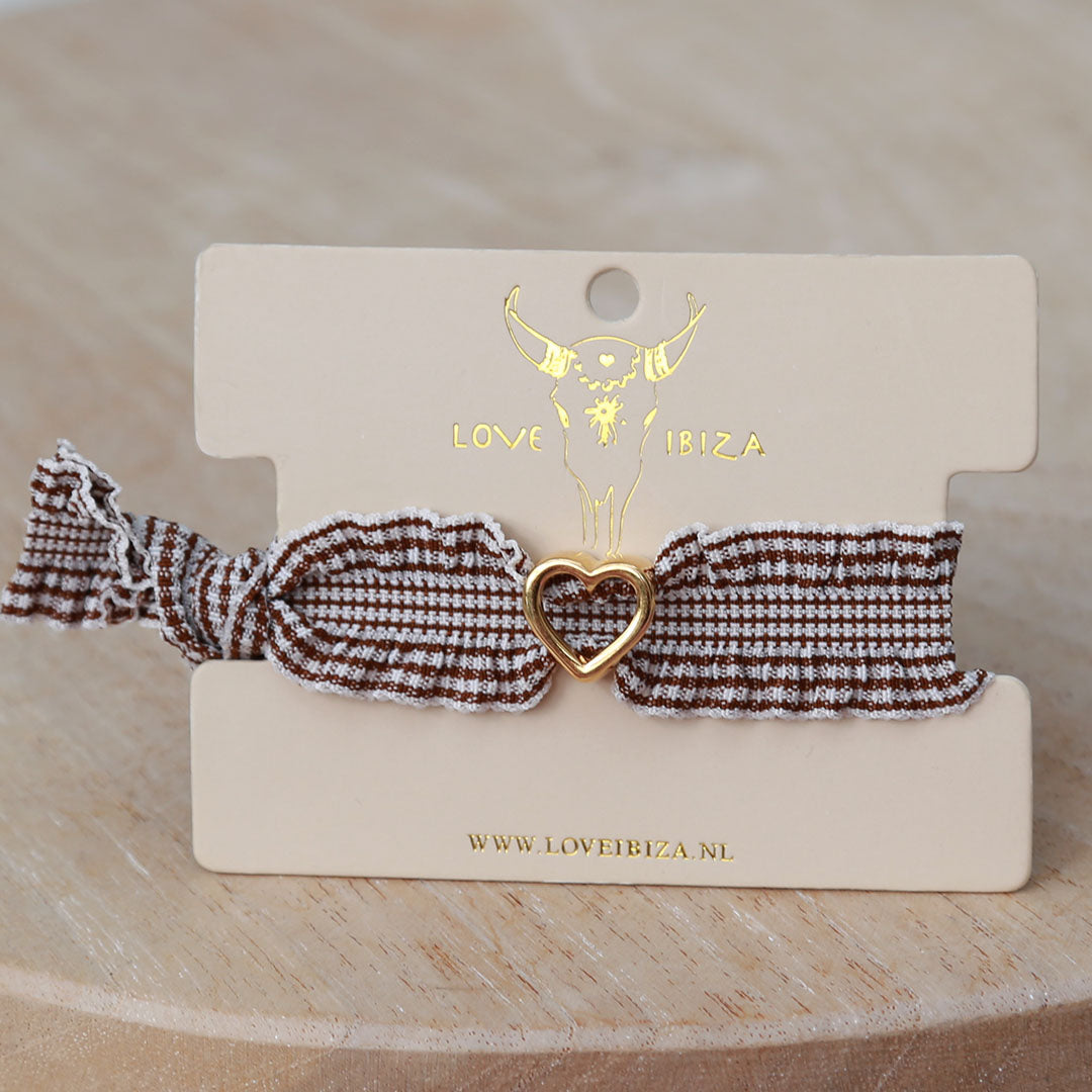 Armband heart ruffle bruin