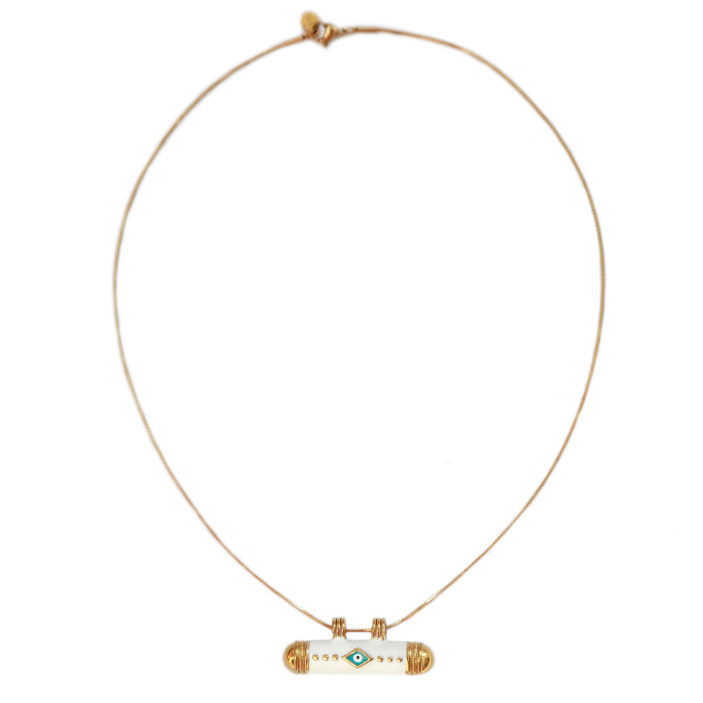 Collier barre blanche contre le mauvais œil