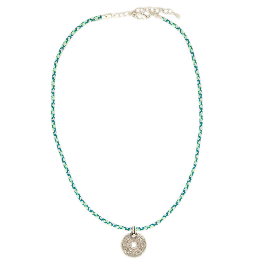 Collar amuleto tibetano azul/plata