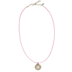 Collar amuleto tibetano rosa/plata