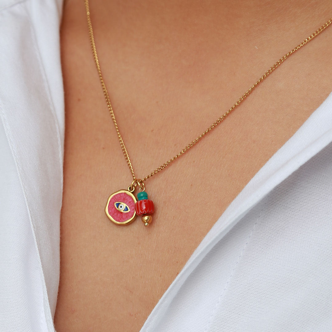 Goldkette Mystic Soul Eye Burgund