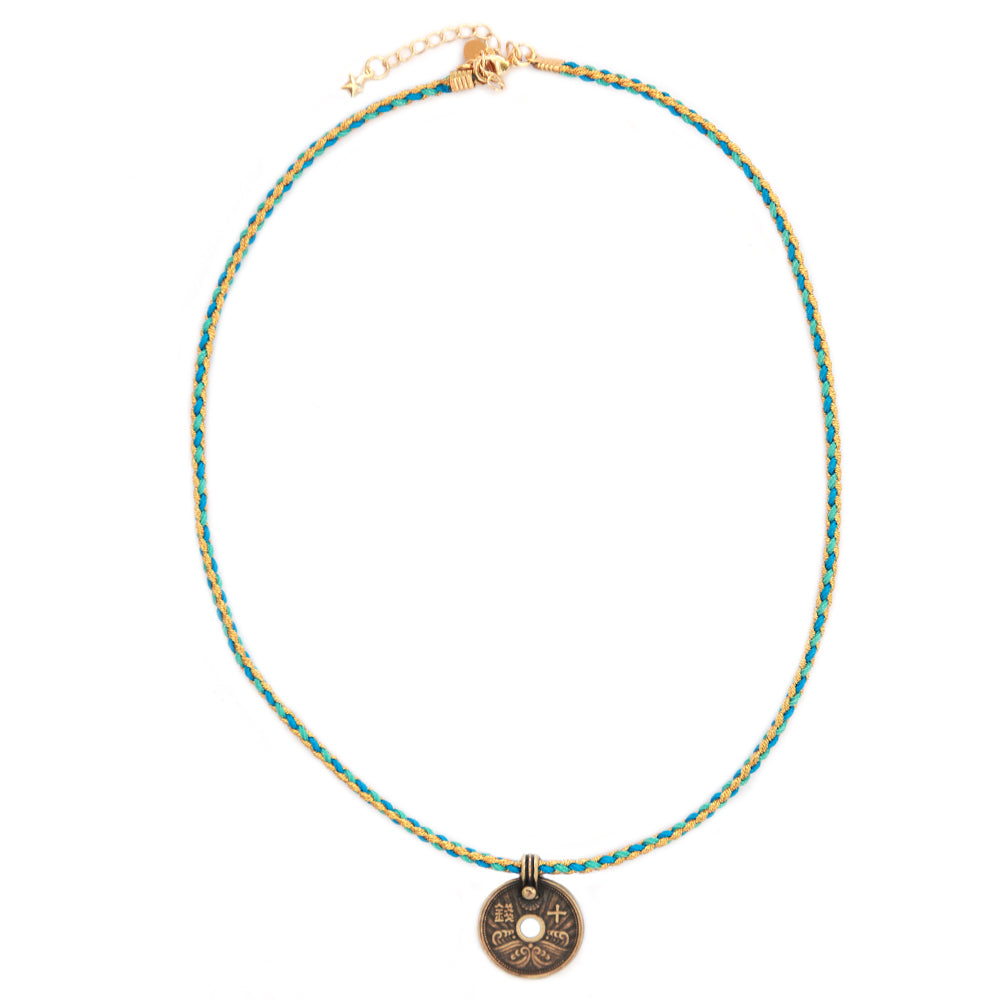 Collar amuleto tibetano azul