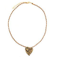 Collar de corazón de bronce