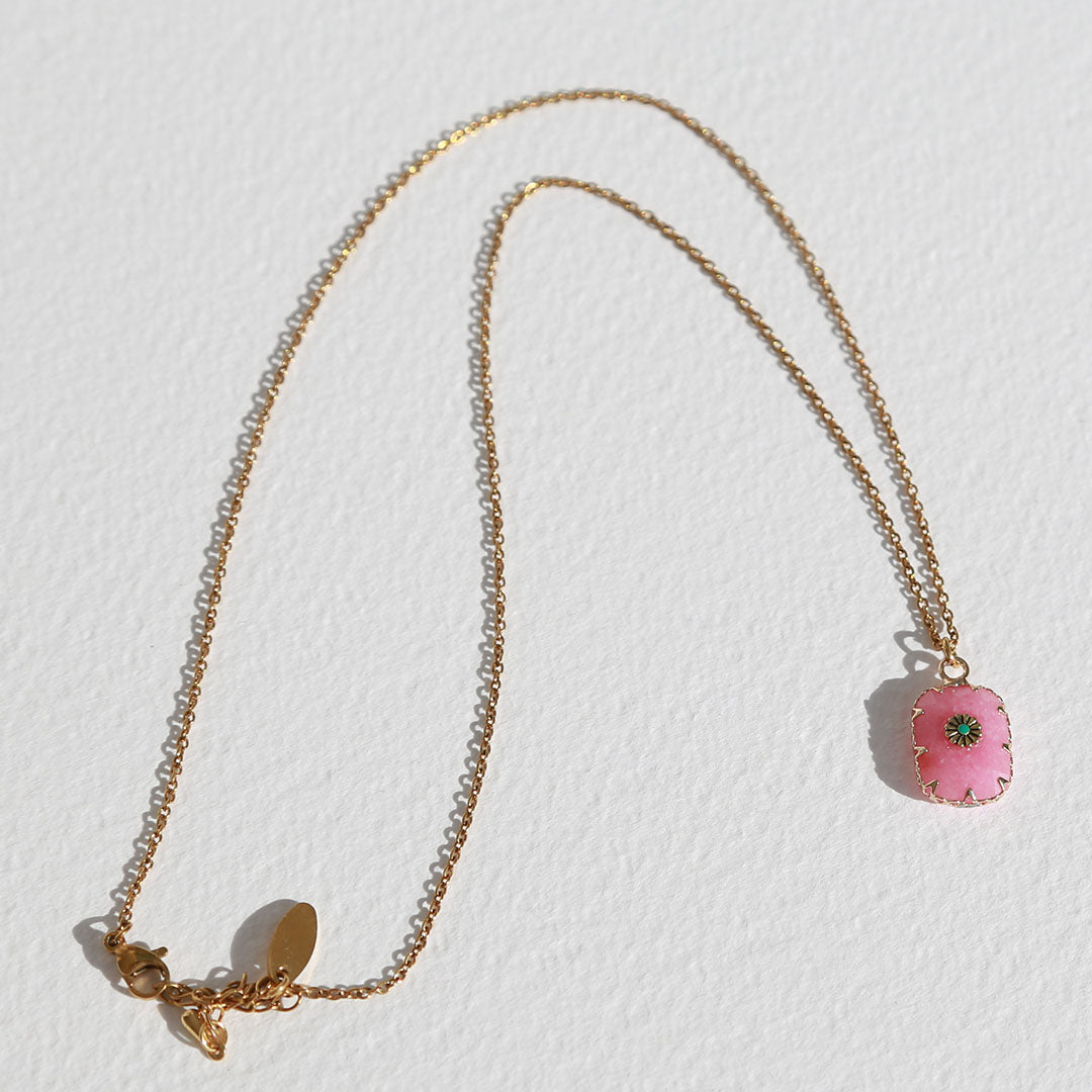 Goldkette mit Rosenquarz Elementstein