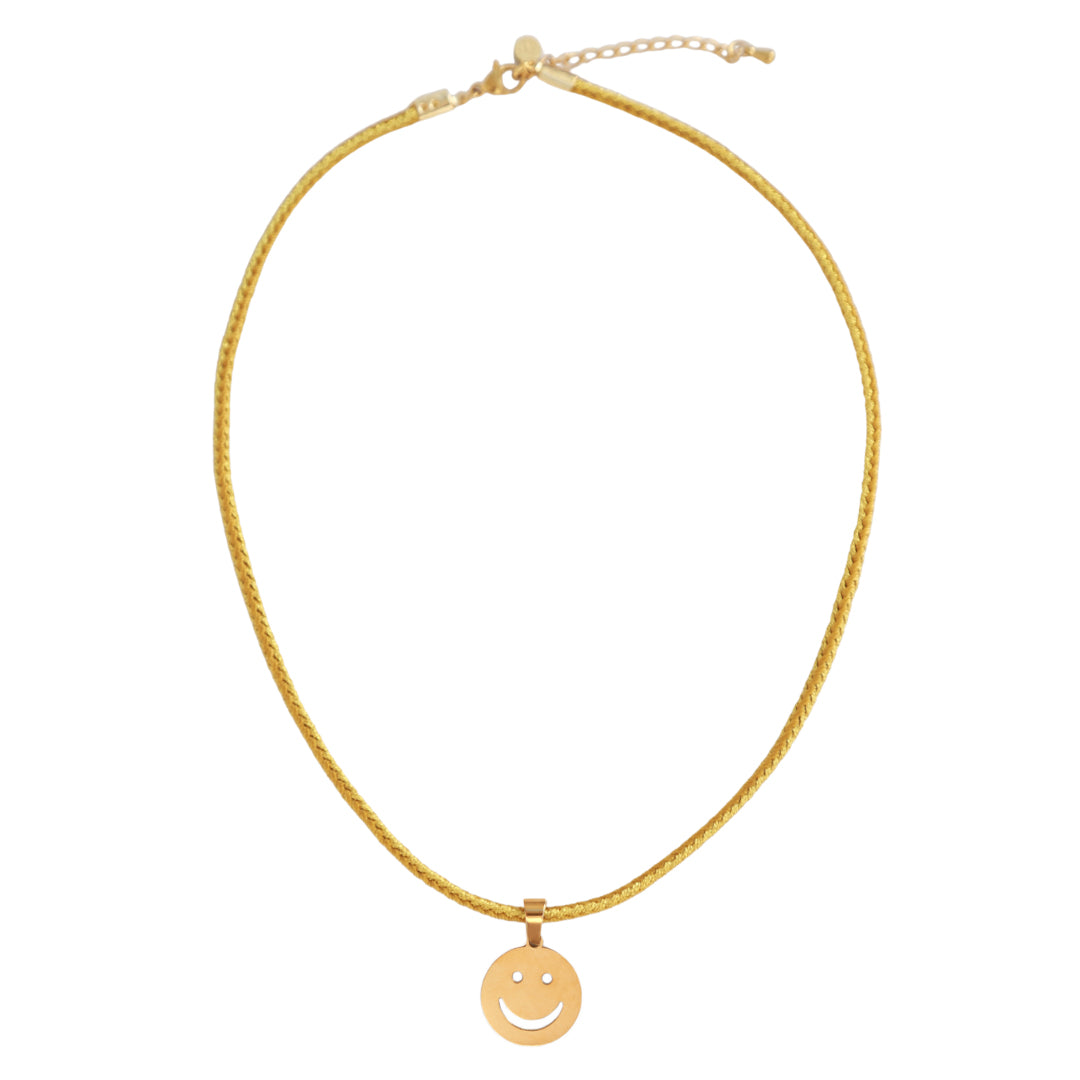 Collier smiley en cordon doré
