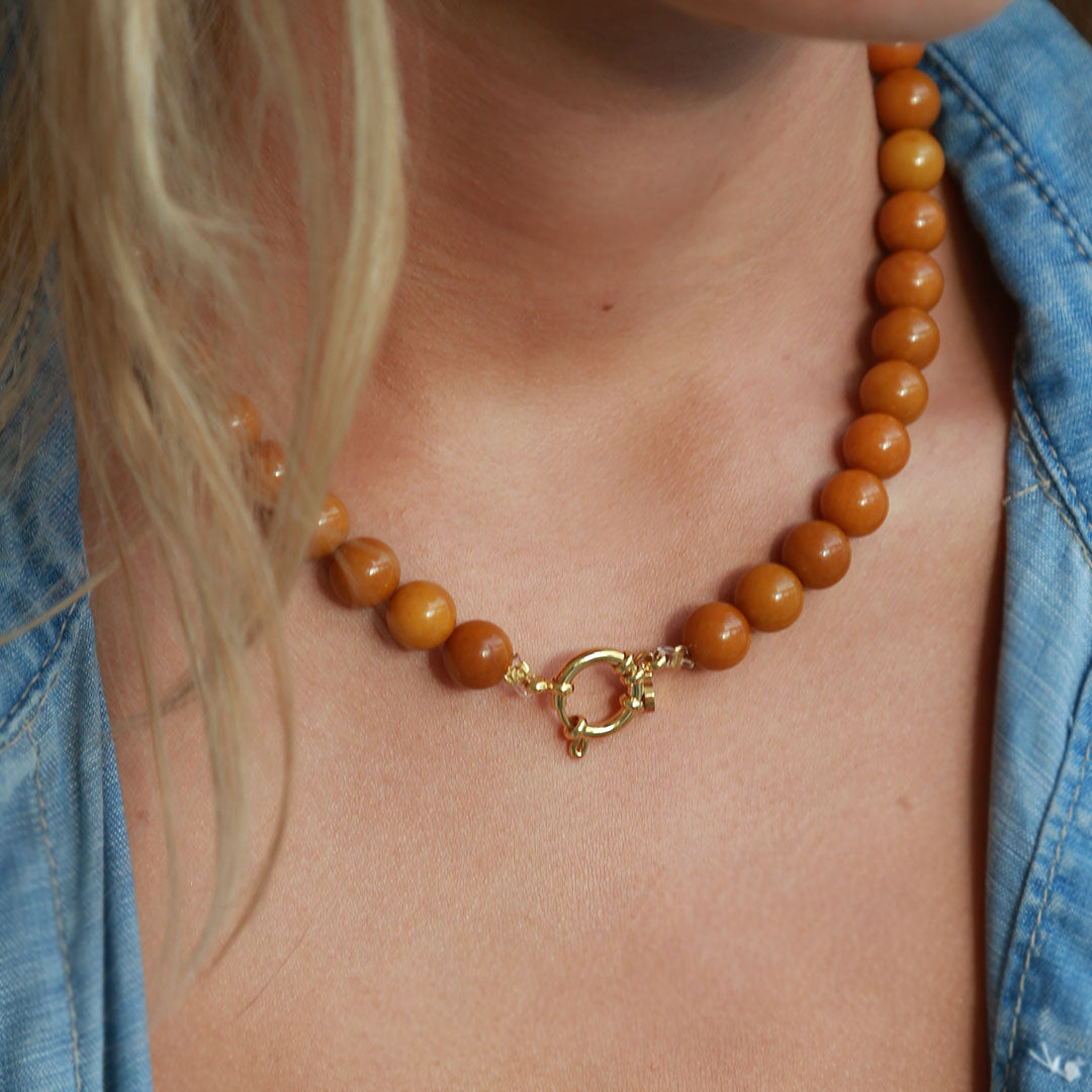 Necklace bubble stone caramel