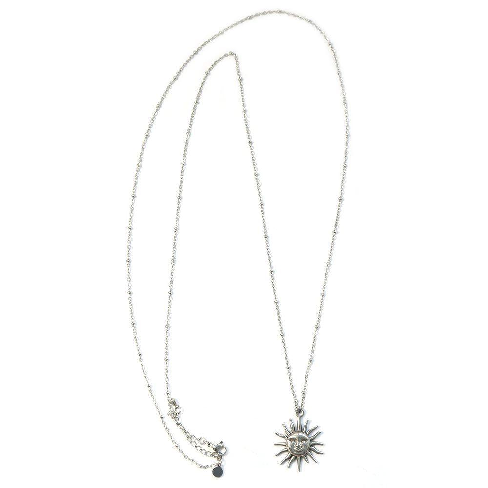 Collier long soleil en argent