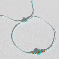 Custom initial bracelet blue