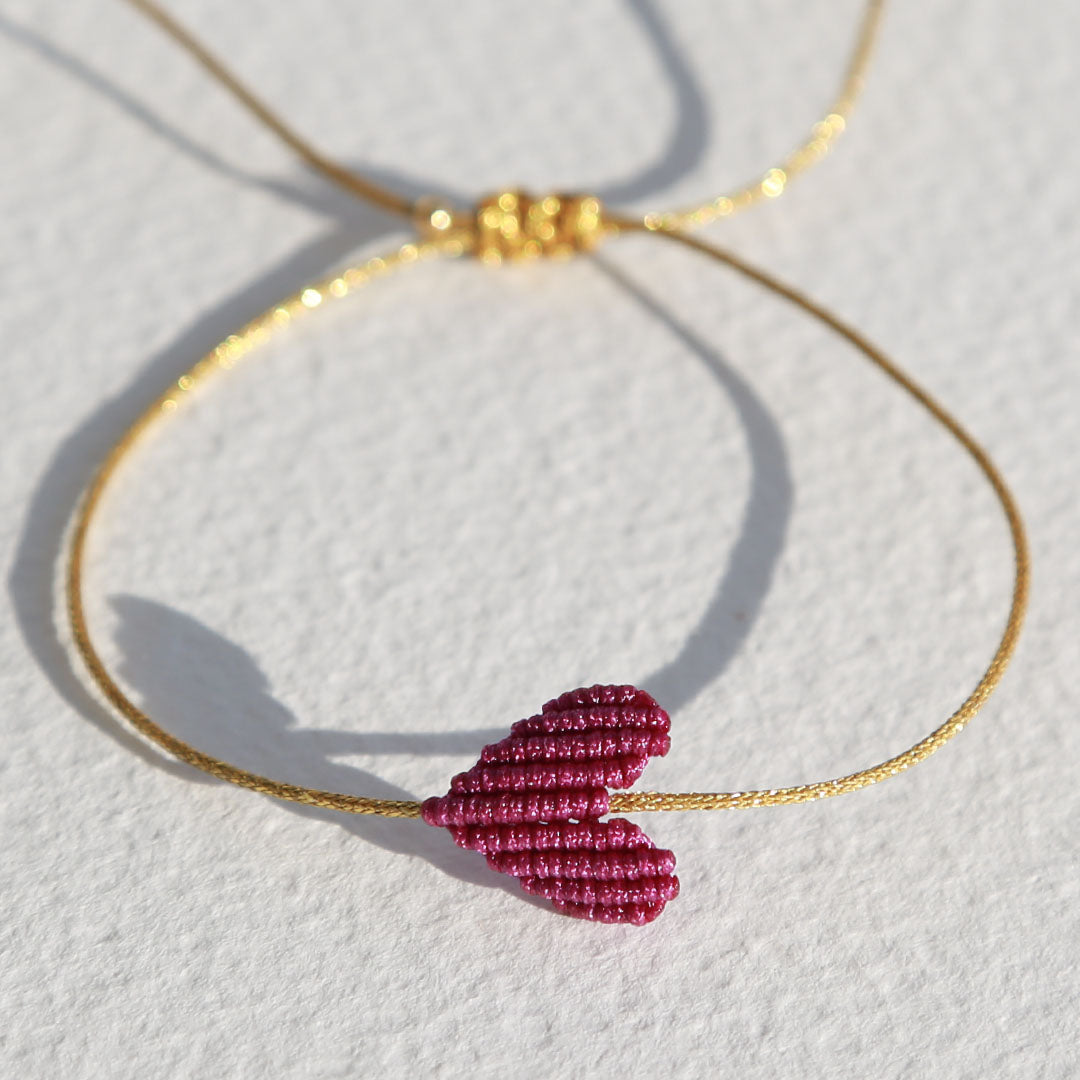Armband groot hart cerise