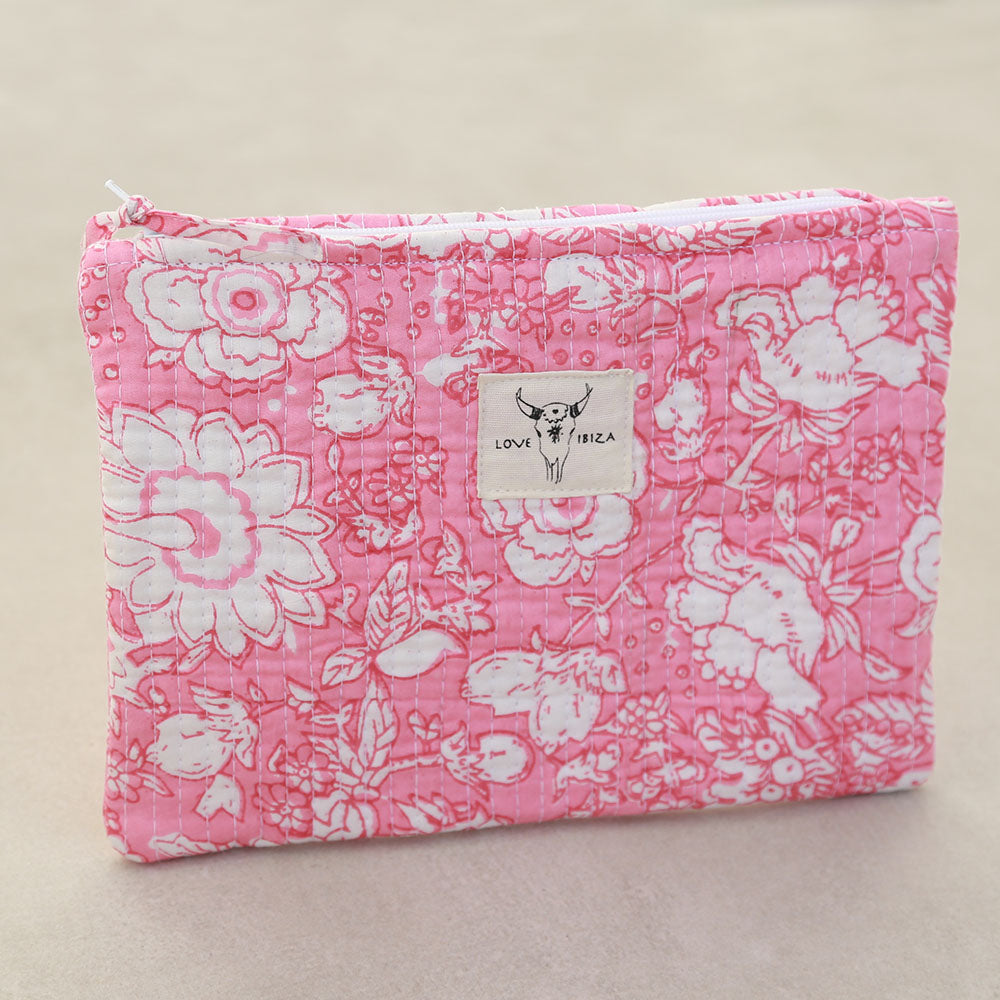 Bolsa de maquillaje flor rosa claro