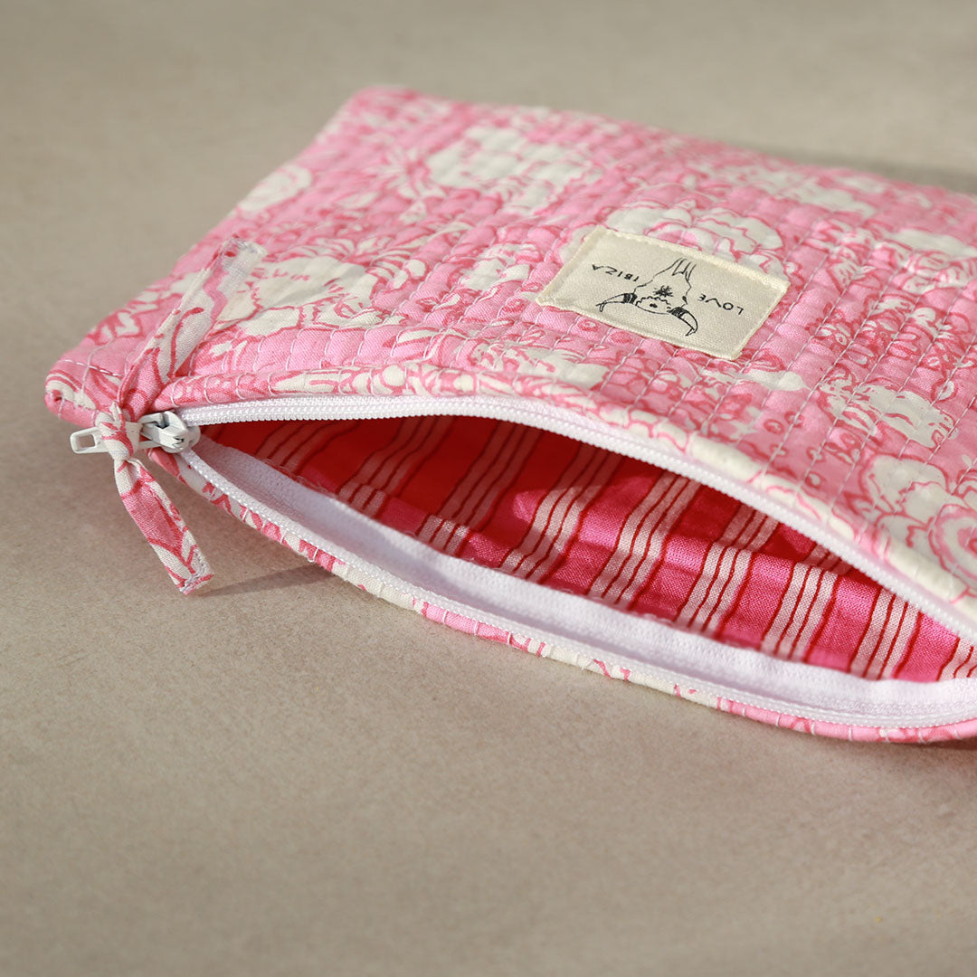 Bolsa de maquillaje flor rosa claro