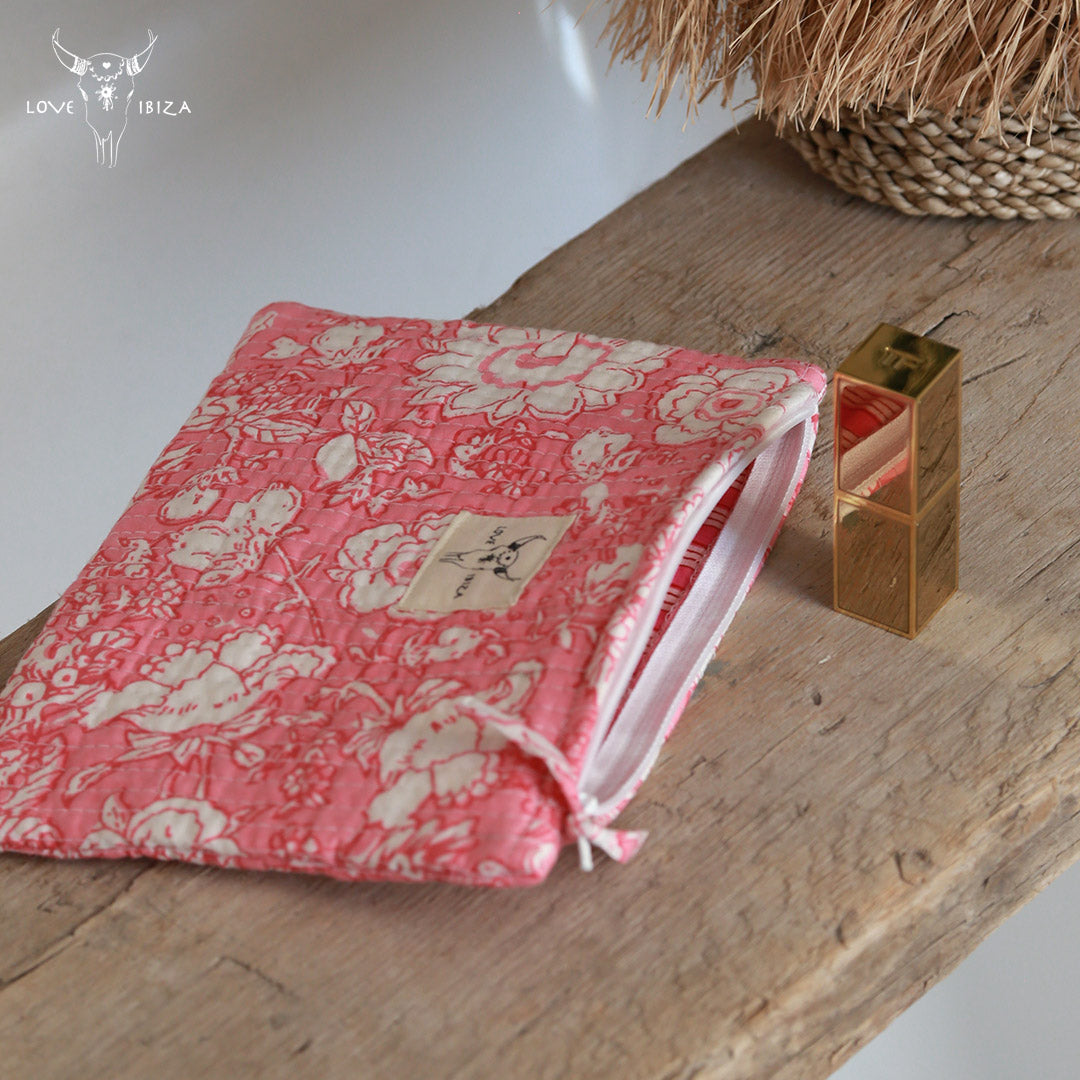 Bolsa de maquillaje flor rosa claro