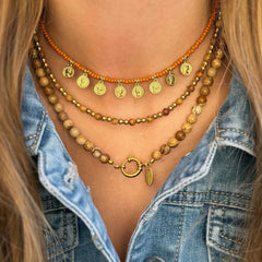 Miyuki Goldmünzen Halskette Cognac