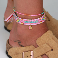 Anklet cotton yin yang pink