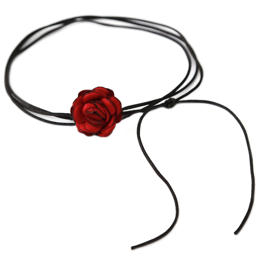 Gargantilla flor negra roja