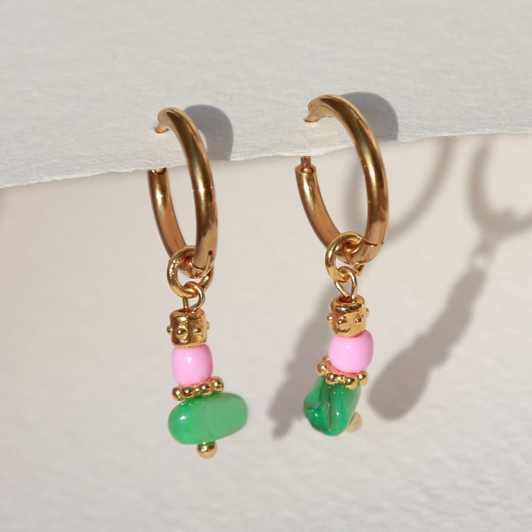 Pendiente Calpe rosa-verde