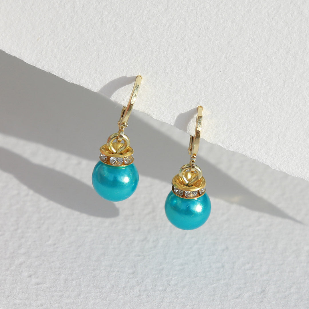 Gouden oorbellen Jingle ball blauw