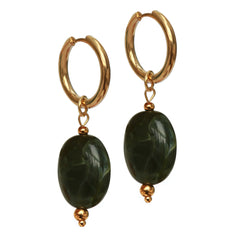 Pendientes de oro pastilla verde