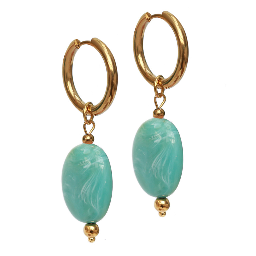 Pendientes de oro pastilla turquesa