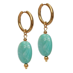 Pendientes de oro pastilla turquesa