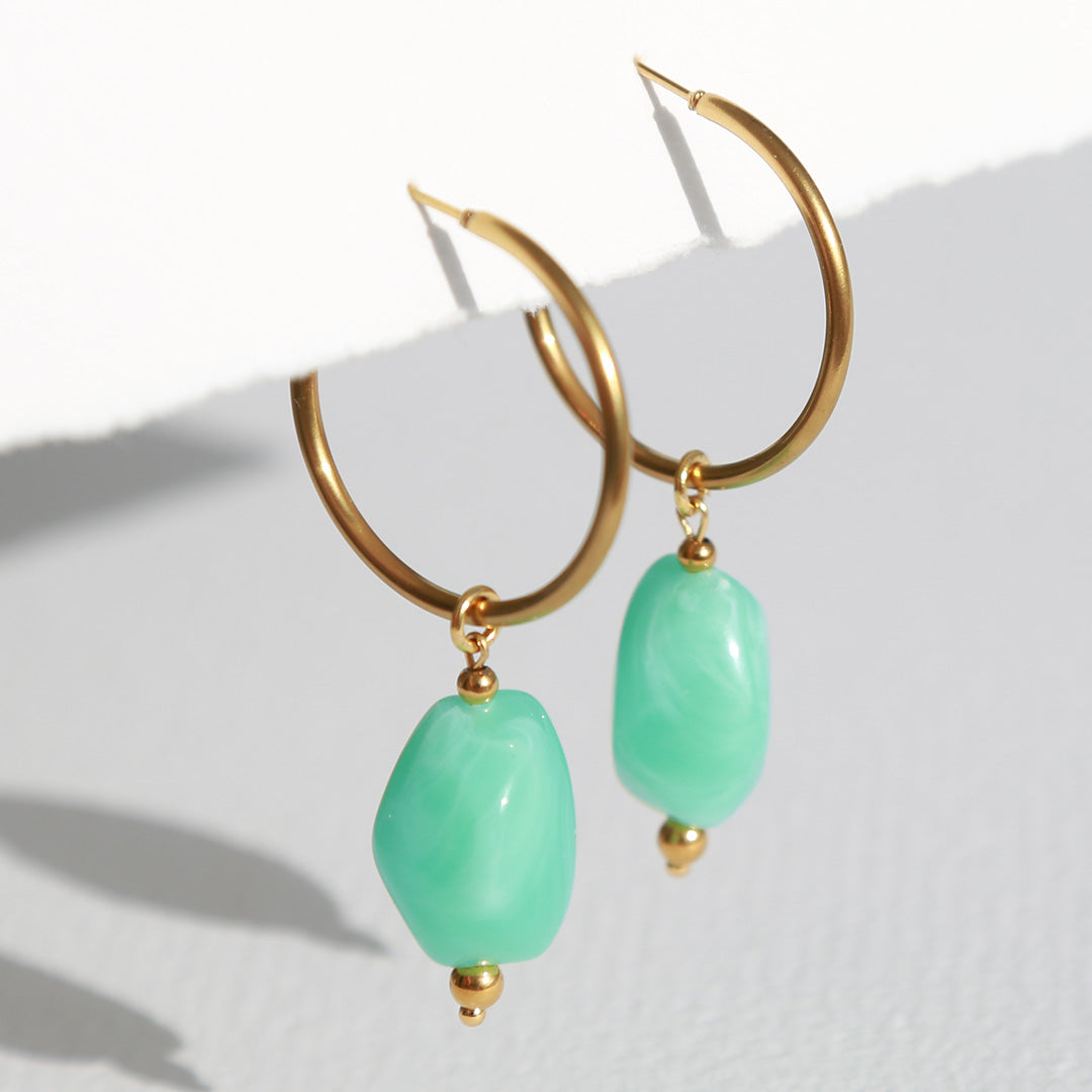 Oorbellen rocks turquoise