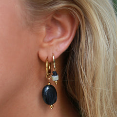 Pendientes de oro pastilla negra