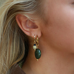 Pendientes de oro pastilla verde