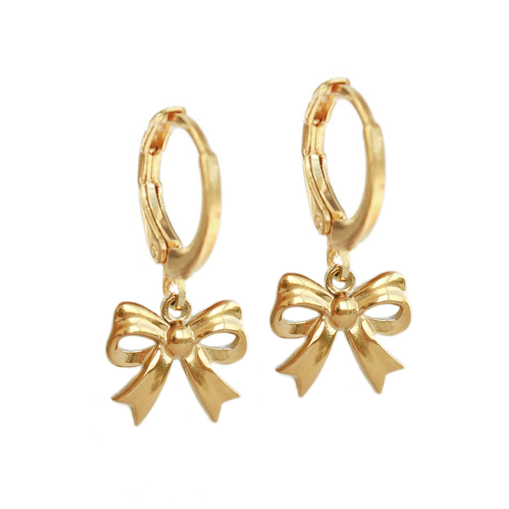 Gold earrings with bows