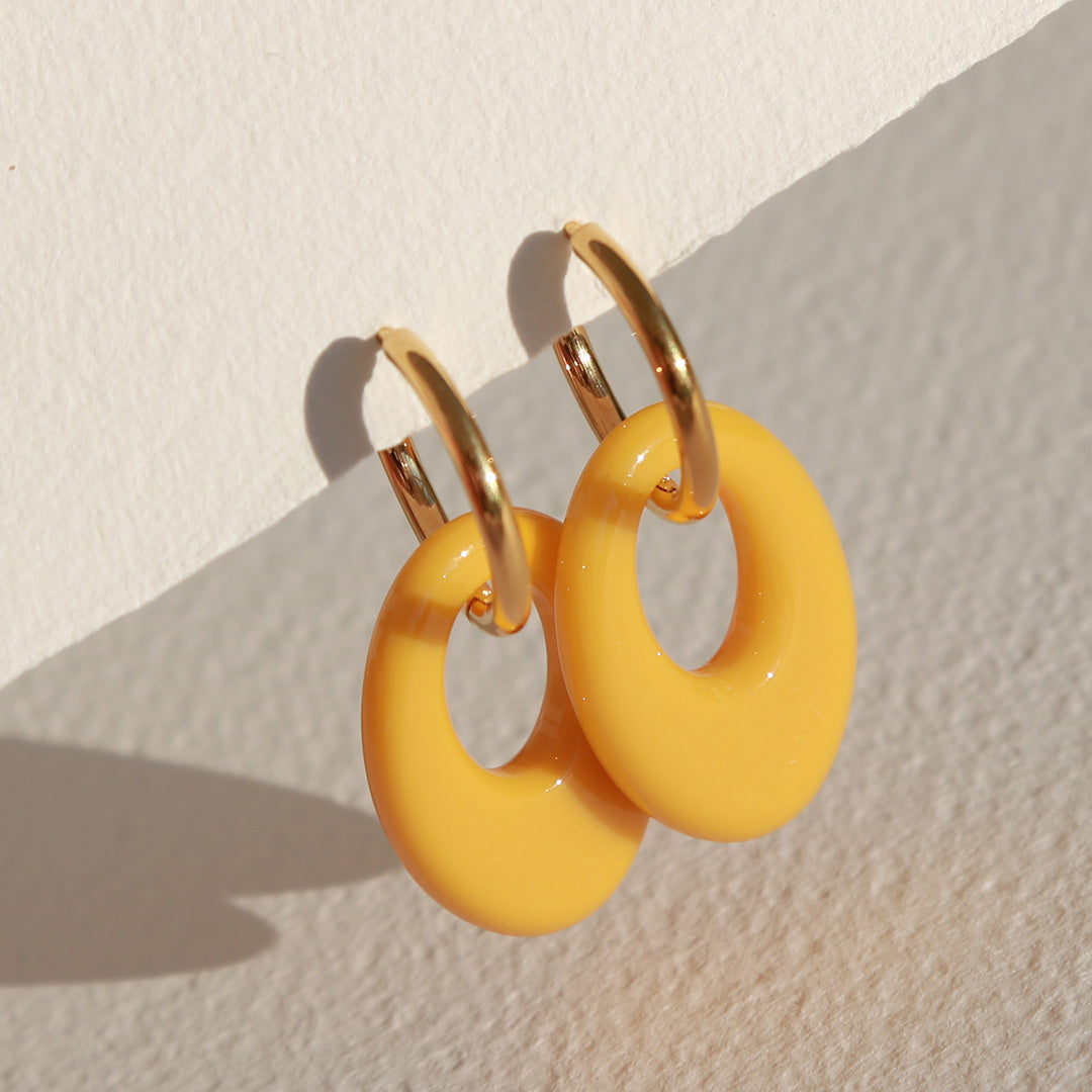 Boucles d'oreilles or ovale jaune