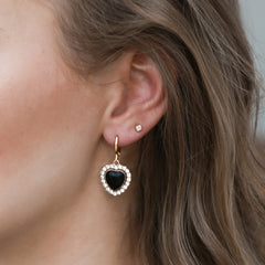 Oorbellen strass heart black