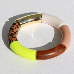 Penne Armband neongelb Leopard