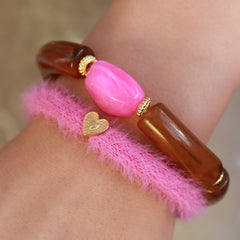 Bracelet penne rocks tortoise pink