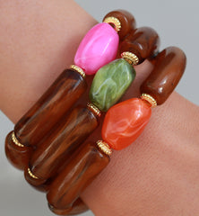 Bracelet penne rocks tortoise orange