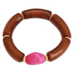 Bracelet penne rocks tortoise pink