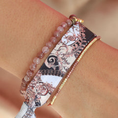 Brazalete nómada de piedra preciosa de cuarzo hematita